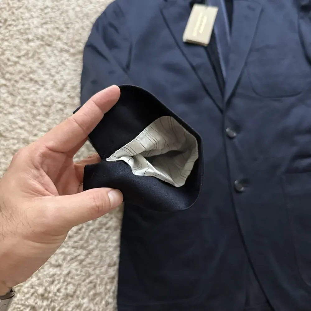 $795 NWT Burberry Navy Blue Sport Coat Travel Suit Jacket Mens IT Size 46R / 36R